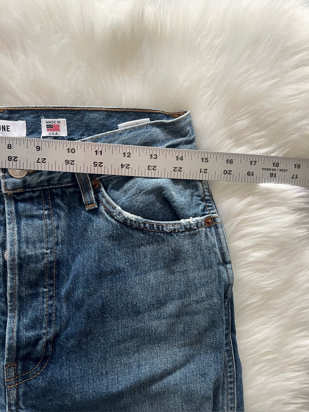Re/done High-Waist Distressed Button-Fly Jeans - Medium Blue size 28 - Picture 7 of 10